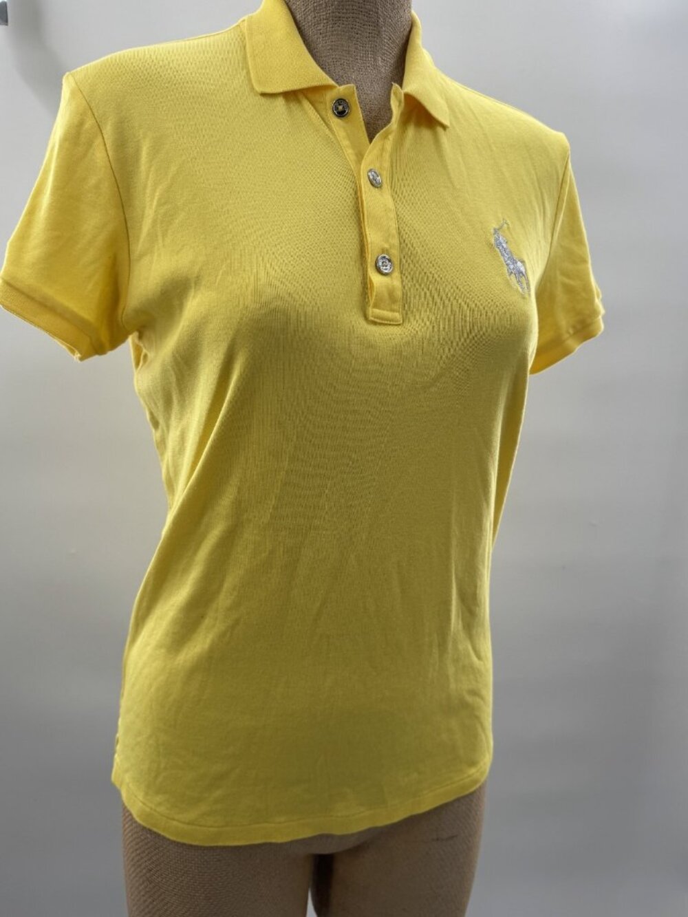 Ralph Lauren Black Label Golf Big Pony Embroidered Yellow Cotton Polo Shirt Sz M